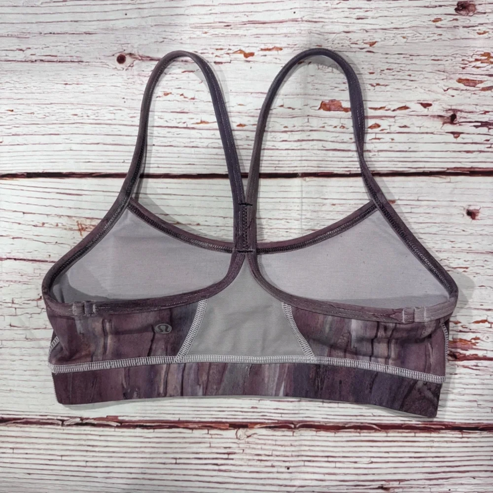 Lululemon Flow Y Bra IV  in Mini Hazy Horizon Storm Mauve Bark Berry Sz 4